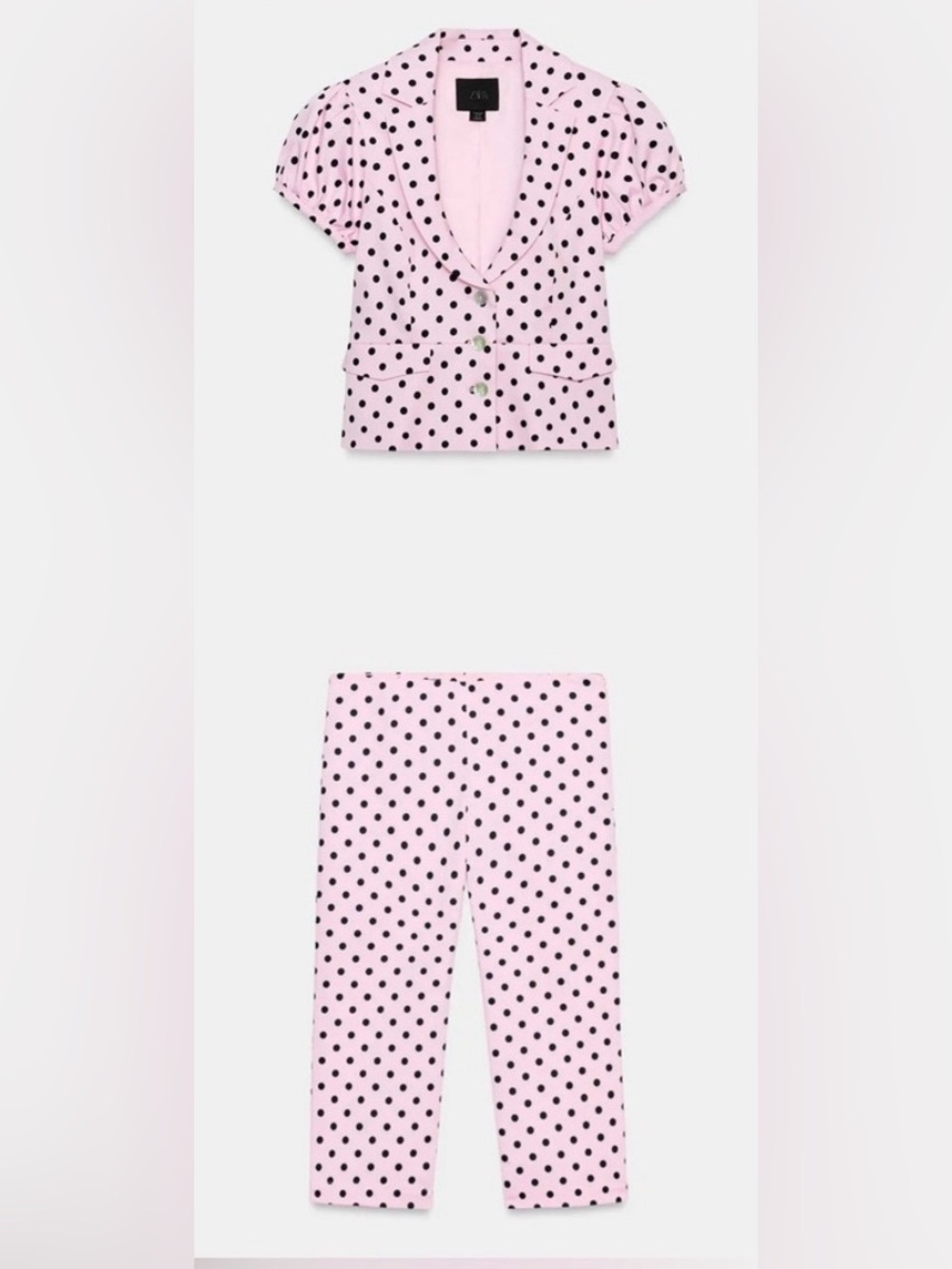 Zara Polka Dot Jacket and Capri Pants Set NWT Size M